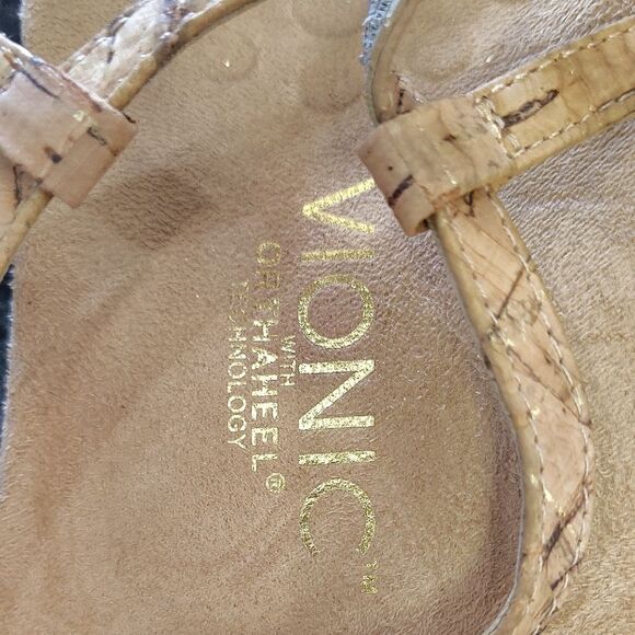 Vionic Tan and Gold Sandals with Metallic Embellishments - Picture 2 of 6